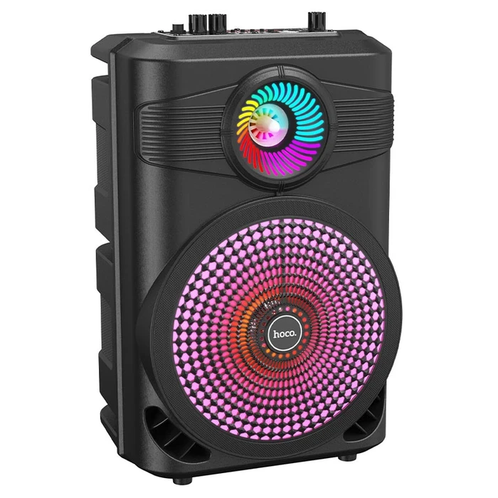 HOCO Mature Outdoor Bluetooth Speaker | 1800mAh Battery | Wired Mic Included | Black Finish | BS46