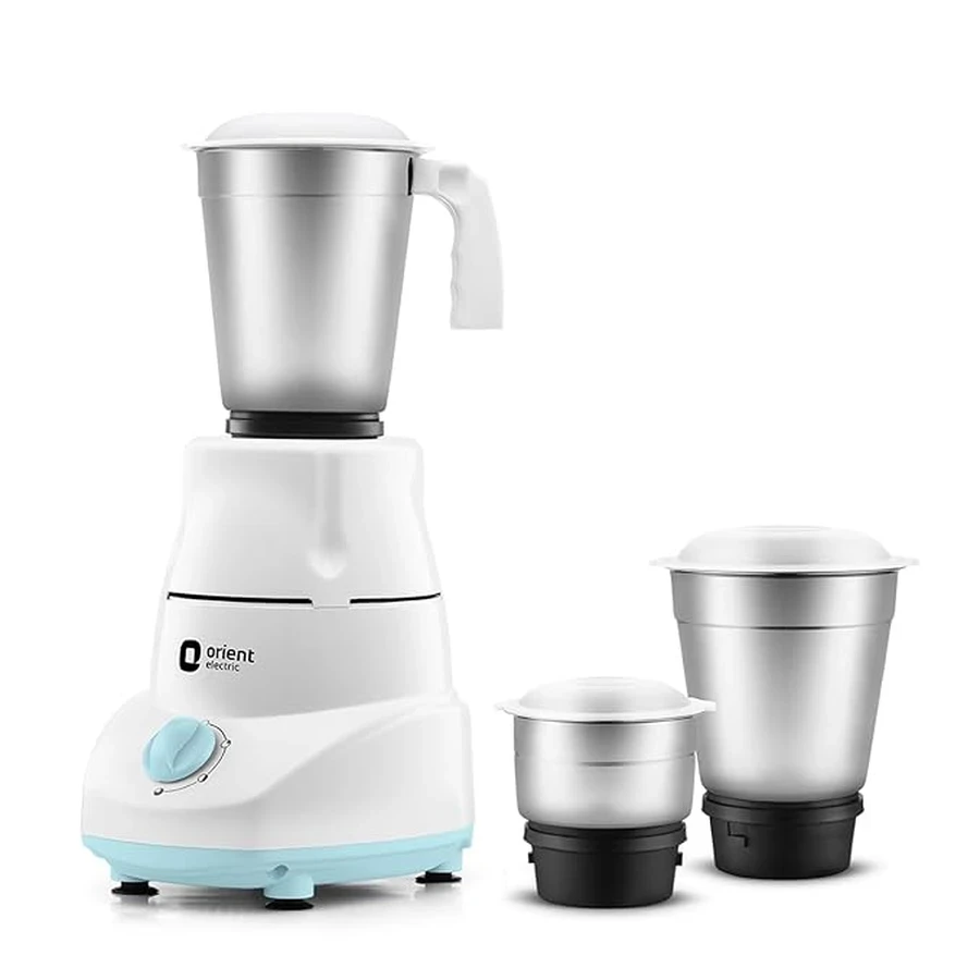 Orient Kitchen Kraft Mixer Grinder 500W - Stainless Steel Jars and Blades, 1.2 Litre Capacity, Dishwasher Safe Containers, Easy Knob Controls (White)