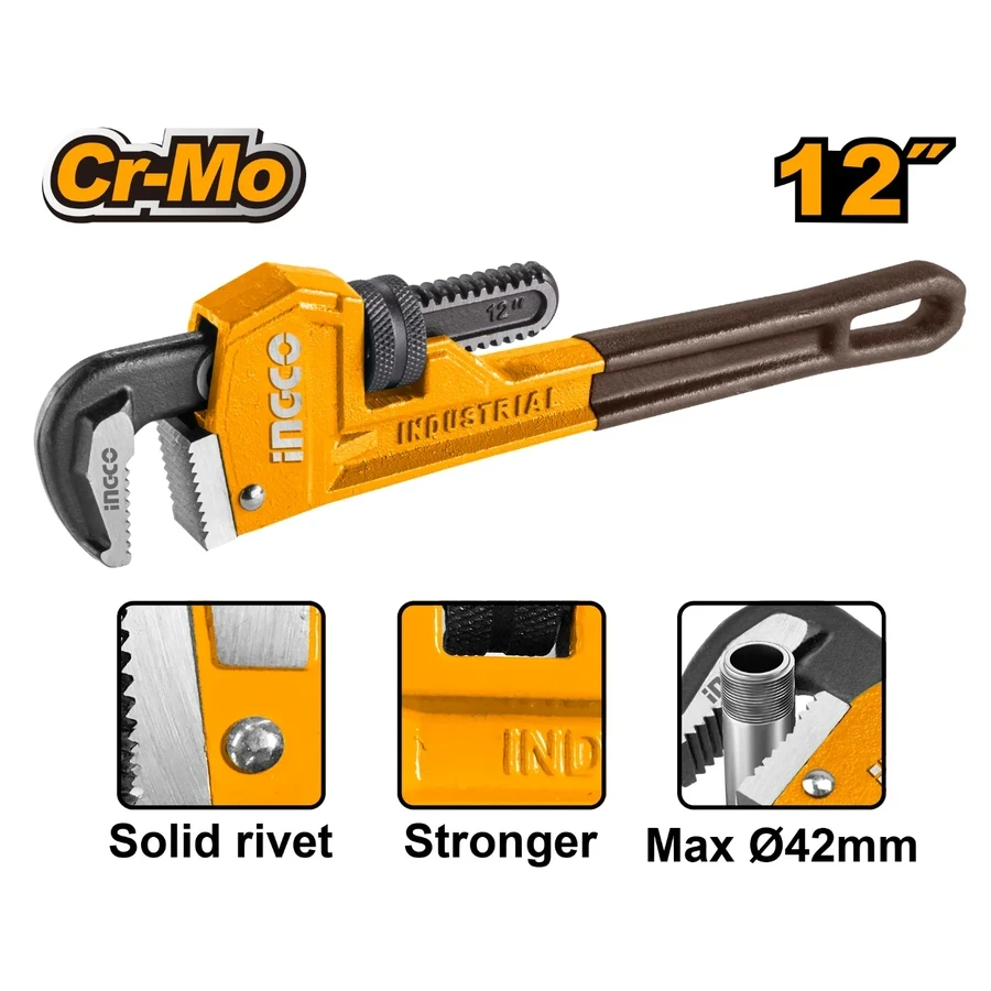 Heavy-Duty Pipe Wrench | HPW0812 | 12" (300mm) | Ductile Cast Iron