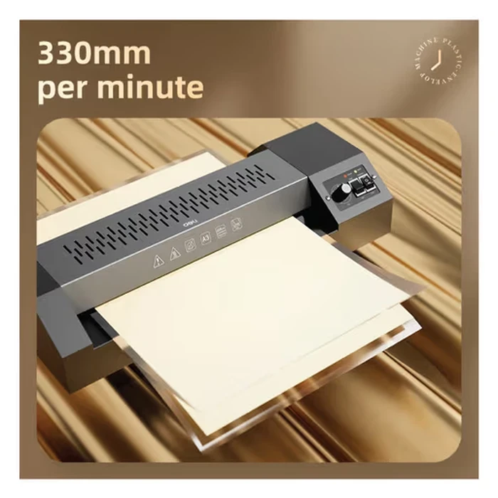 Deli ET131 Heavy-Duty A3 Metal Body Commercial Laminator | 330mm/min Dual-Mode Hot & Cold Pouch Sealer | 4-Hour Continuous Work 7-Level Heat Control
