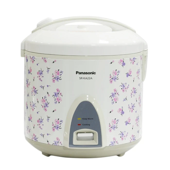 Panasonic 2.2L Automatic Jar Rice Cooker with Wrap-Around Side Heater & Warmer | 745W Auto Keep Warm & Shut-off Aluminum Lid | Cooking Steaming White with Pattern | SR-KA22AR