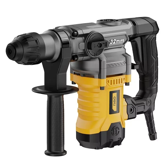 Deli Tools EDC369 1500W Heavy Duty Demolition Breaker | 5.5J Impact Energy 4300 BPM Rotary Hammer with SDS-Plus Chuck, 3 Drill Bits & 2 Chisels