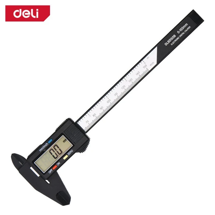 Deli Tools EDL90150B 150mm (6-Inch) Vernier Caliper | 4-Way Precision Measuring Tool with 0.1mm Resolution & High-Contrast Dual Scale