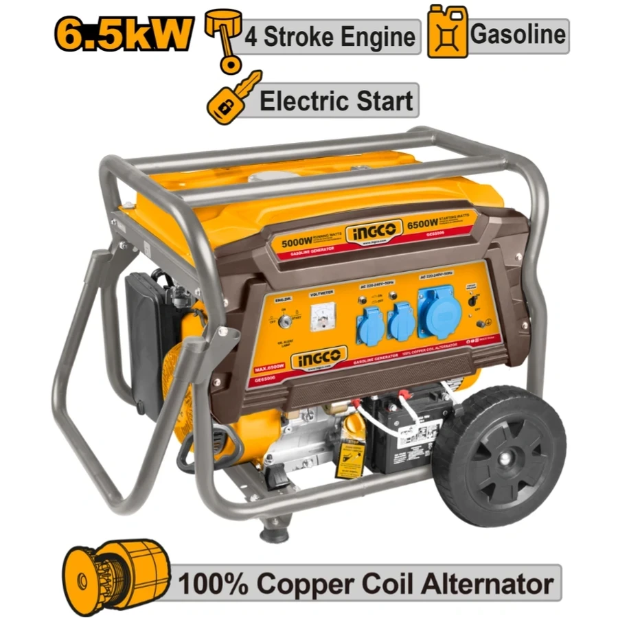 Professional High-Capacity Gasoline Generator | GE65006 | 6.5kW Industrial Electric Start Series
