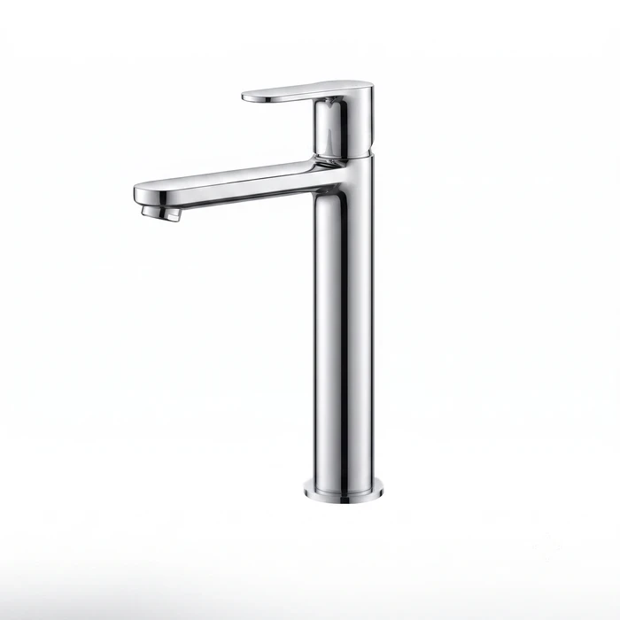 TOYO CO-52107 Tall Pillar Cock | Extended High-Rise Vessel Sink Design | Premium Chrome Solid Brass Basin Tap with Long Spout, Inbuilt Flange & Operating Handle