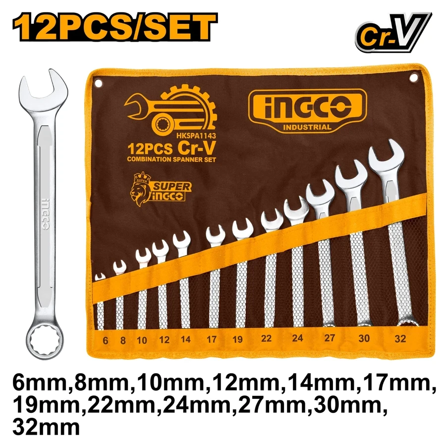 Professional 12Pcs Combination Spanner Set | HKSPA1143 | Heavy-Duty 6-32mm Range