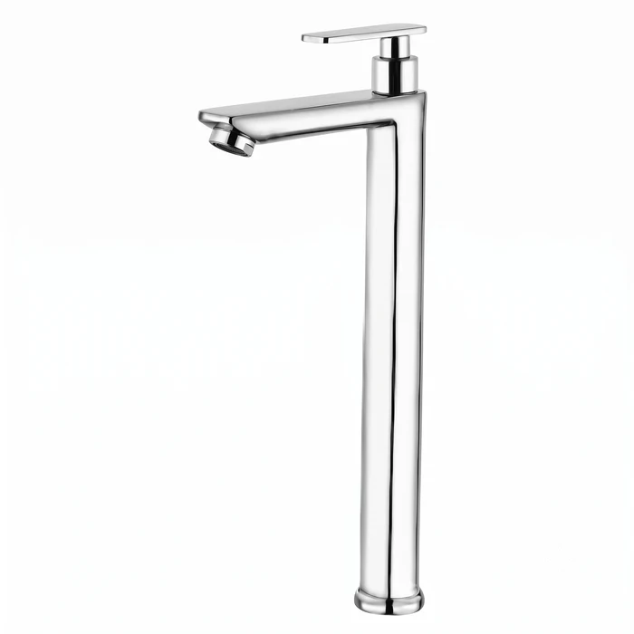 TOYO AQ-51907 Tall Pillar Cock | Extended High-Rise Vessel Sink Design | Toyo Premium Chrome Solid Brass Basin Tap with Long Spout & Brass Handle