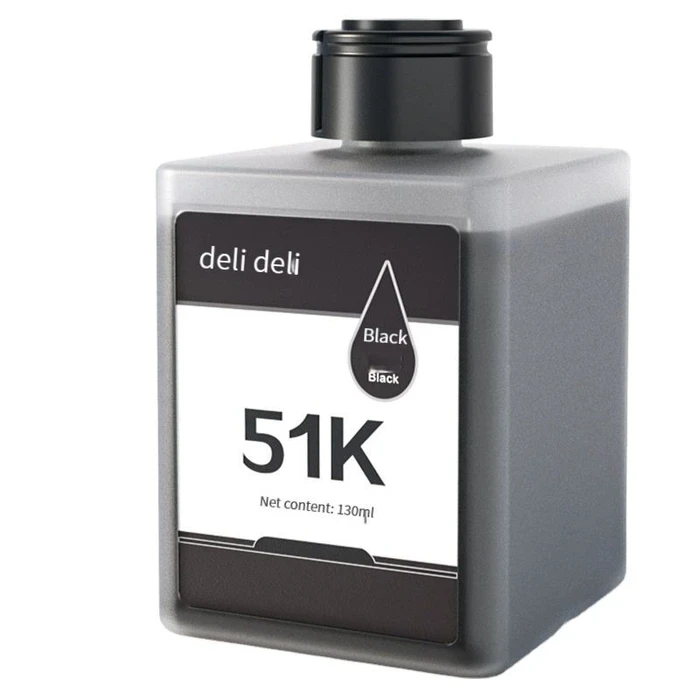 Deli 511K Premium Black Ink Refill Bottle | 130ml High-Capacity Dye-Based Formula | 7,000 Page Yield for Deli Ink Tank Printers