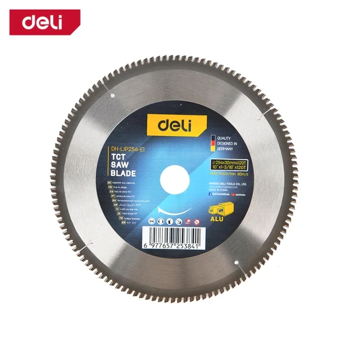 Deli Tools EDH-LJP254-E1 254mm 10" 120T TCT Saw Blade for Aluminum | Industrial Non-Ferrous Metal Circular Chop Saw Blade with 30mm Arbor