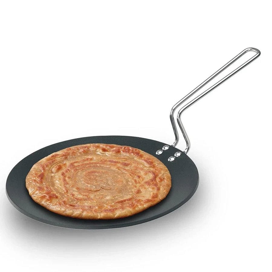 Hawkins NT26 Nonstick Tava | 26 cm | Hard Anodised Virgin Aluminium | Stay-Cool Stainless Steel Handle | Gas & Electric Compatible