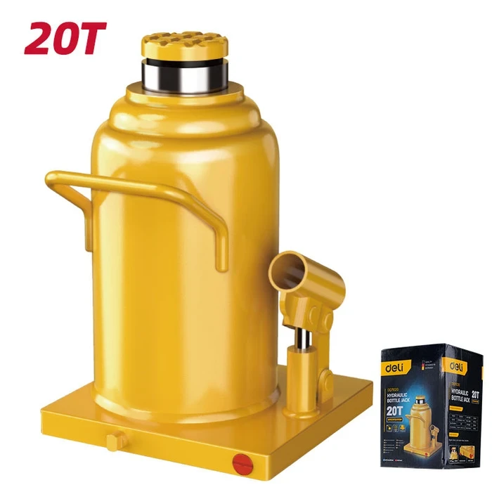 Deli Tools EDQ71020 20-Ton Hydraulic Bottle Jack | Ultra-Heavy-Duty Welded Steel Fleet Lift with Safety Valve & 240mm - 460mm Height Range