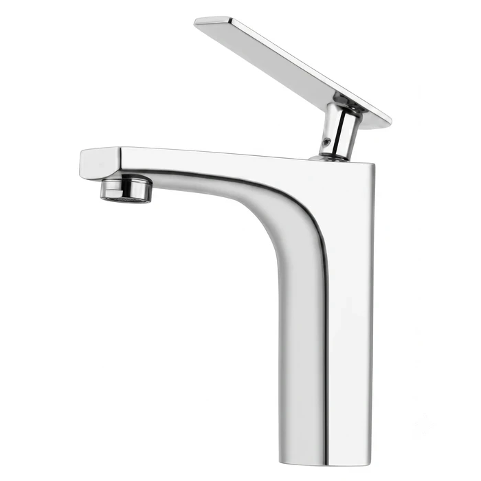 TOYO AQ-51908 Single Lever Basin Mixer | Premium Solid Brass Construction | Chrome Table-Mounted Hot & Cold Washbasin Faucet with Long Spout & 600 mm Braided Connecting Hoses