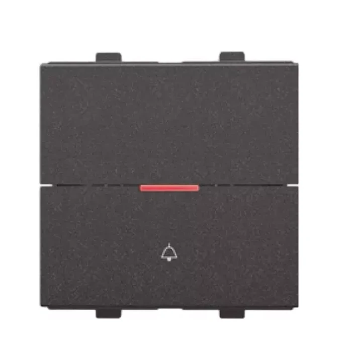 Anchor Penta Modular 6A Bell Push Flat Switch | Model 65166B | 2M Black Slim Logic | 1 Lakh Operations Durability