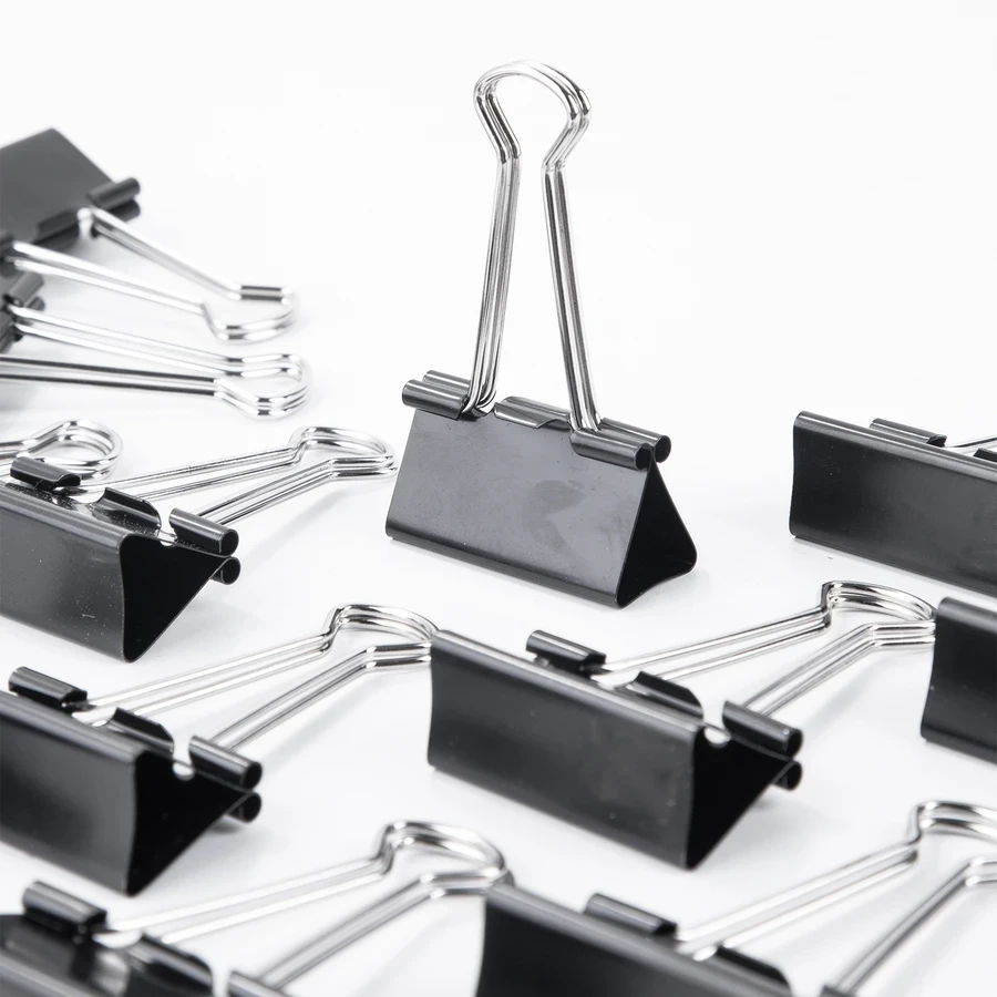 Deli 41mm Modern Binder Clip (12 Pieces) E38562 - Extra-Large Spring Steel, Fully Coated for Maximum Document Stacks