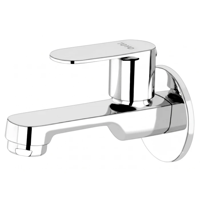 TOYO CO-52101 Bib Cock | Solid Brass Construction | Premium Chrome Wall-Mounted Single Water Tap with Ergonomic Operating Handle & Matching Finishing Wall Flange