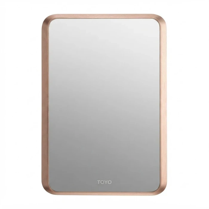 TOYO-9163 Aluminum Profile Frame Mirror | 24x30 Inch (600x750mm) Rectangular Design | Premium Rose Gold Matt Anodized Metal Border High-Definition Wall Vanity Silver Mirror