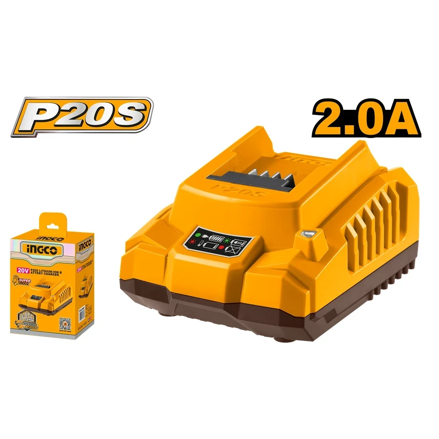 INGCO P20S Fast Intelligent Charger | 20V 2A Output | 1-Hour Rapid Charging | FCLI2001