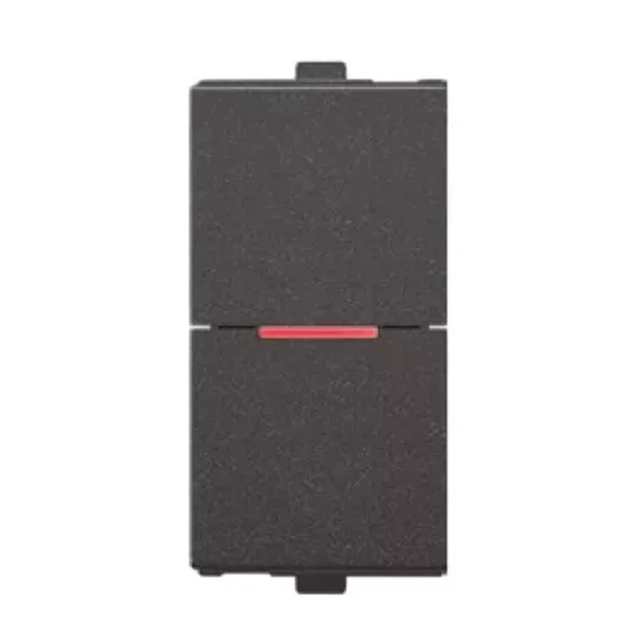 Anchor Penta Modular 6AX 1-Way Flat Switch | Model 65141B | Black Slim Logic | 100W SBL Load Capacity
