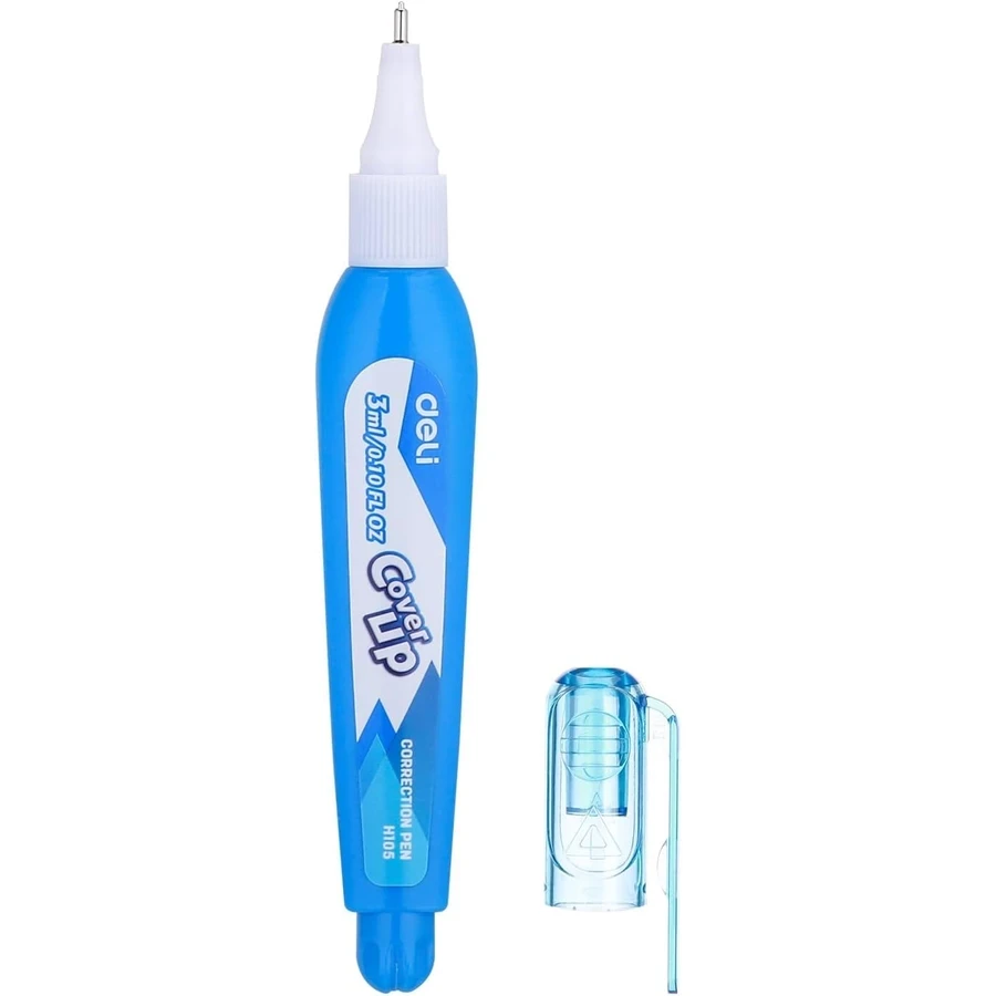 Deli Correction Pen - 18 Pcs Bulk Pack EH10590, Thin Precision Tip for Accurate Application, Fast-Drying Titanium Dioxide Formula, Blue Body