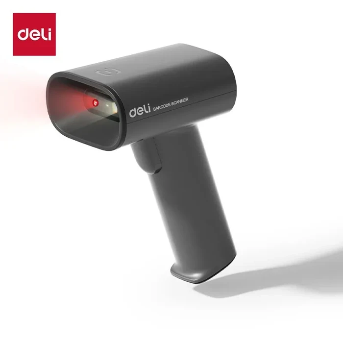 Deli ES228W Cordless Handheld 1D/2D CMOS Barcode Scanner | Plug & Play Wireless USB Reader for Paper & Screen Media | Red-Light Digital POS Scanning Gun
