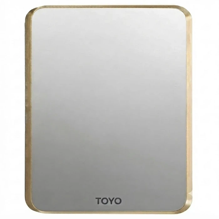 TOYO-9162 Aluminum Profile Frame Mirror | 24x30 Inch (600x750mm) Rectangular Design | Premium Golden Matt Anodized Metal Border High-Definition Wall Vanity Silver Mirror