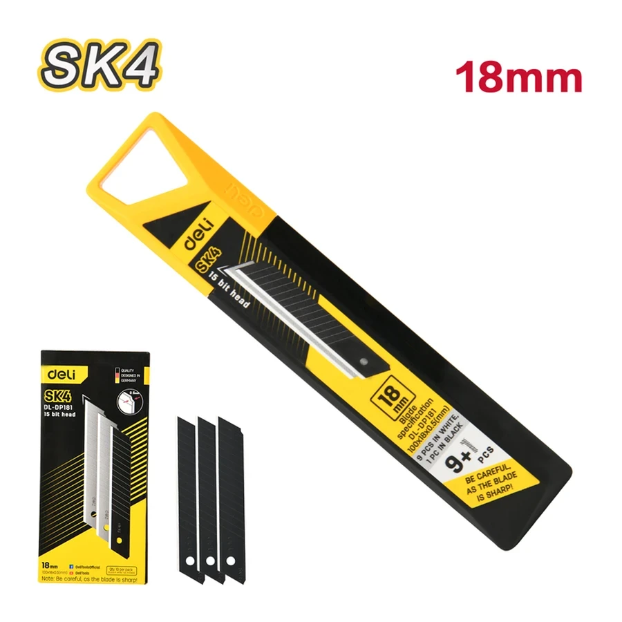 EDL-DP181 Industrial Utility Blades 18mm (Black) - 20% Sharper Edge, 50% Longer Life, High-Temperature Hardened, Rust-Resistant Coating