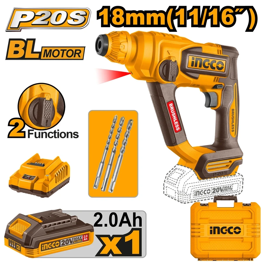 Cordless Rotary Hammer | CRHLI201881 | 20V Brushless | SDS Plus Masonry System