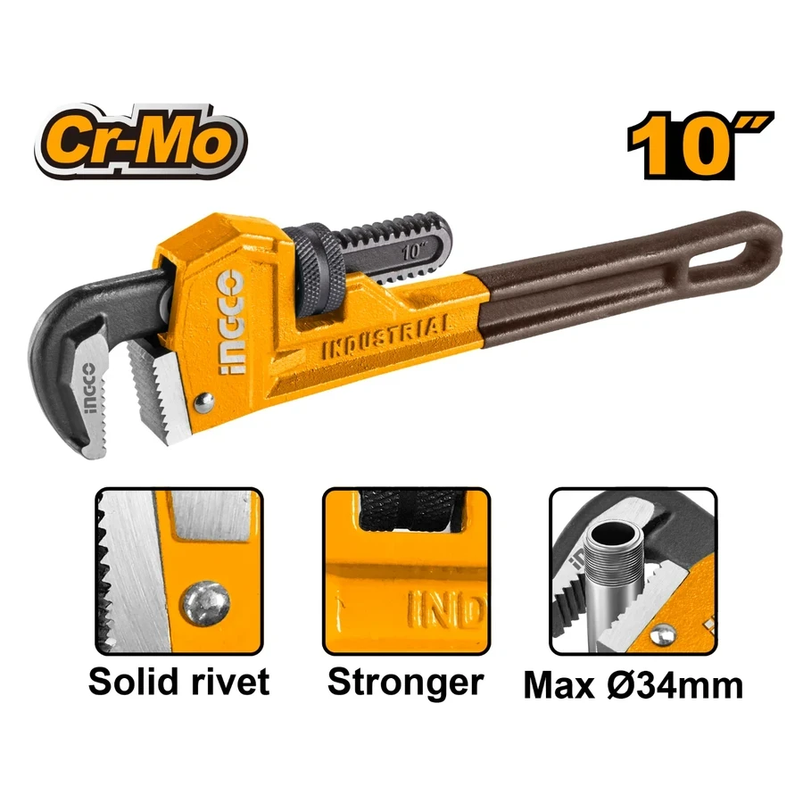 Heavy-Duty Pipe Wrench | HPW0810 | 10" (250mm) | Ductile Cast Iron