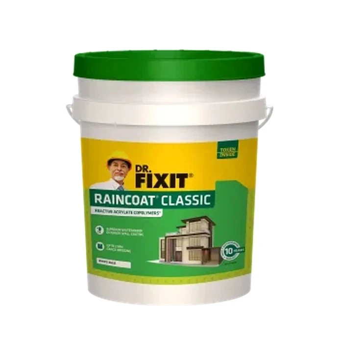 Dr. Fixit Raincoat Classic Midtone Base Exterior Waterproofing | Anti-Carbonation & UV Stable Logic | 2 mm Crack Bridging | 0.95L / 3.8L / 19L