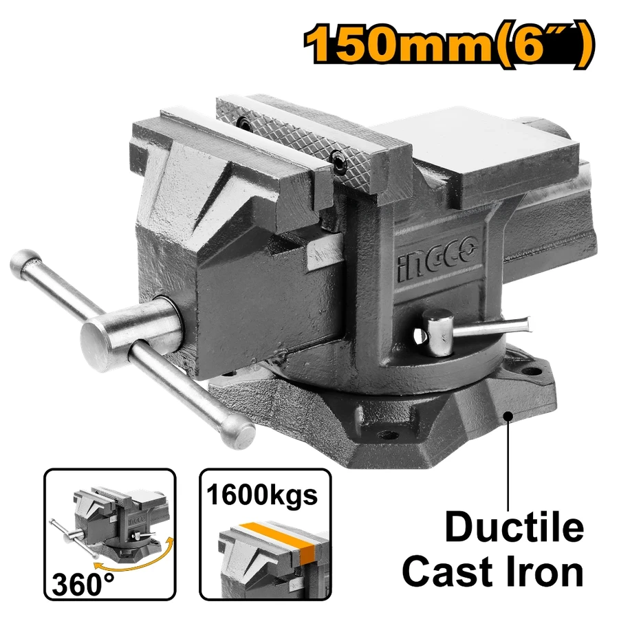 Bench Vice with Swivel Base | HBV086 | 6-Inch | Industrial-Grade Heavy-Duty Clamping