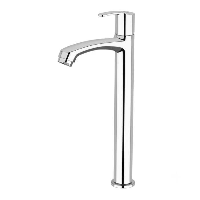 TOYO SA-52207 Tall Pillar Cock | Extended High-Rise Vessel Sink Design | Premium Chrome Solid Brass Basin Tap with Long Spout, Inbuilt Flange & Operating Handle