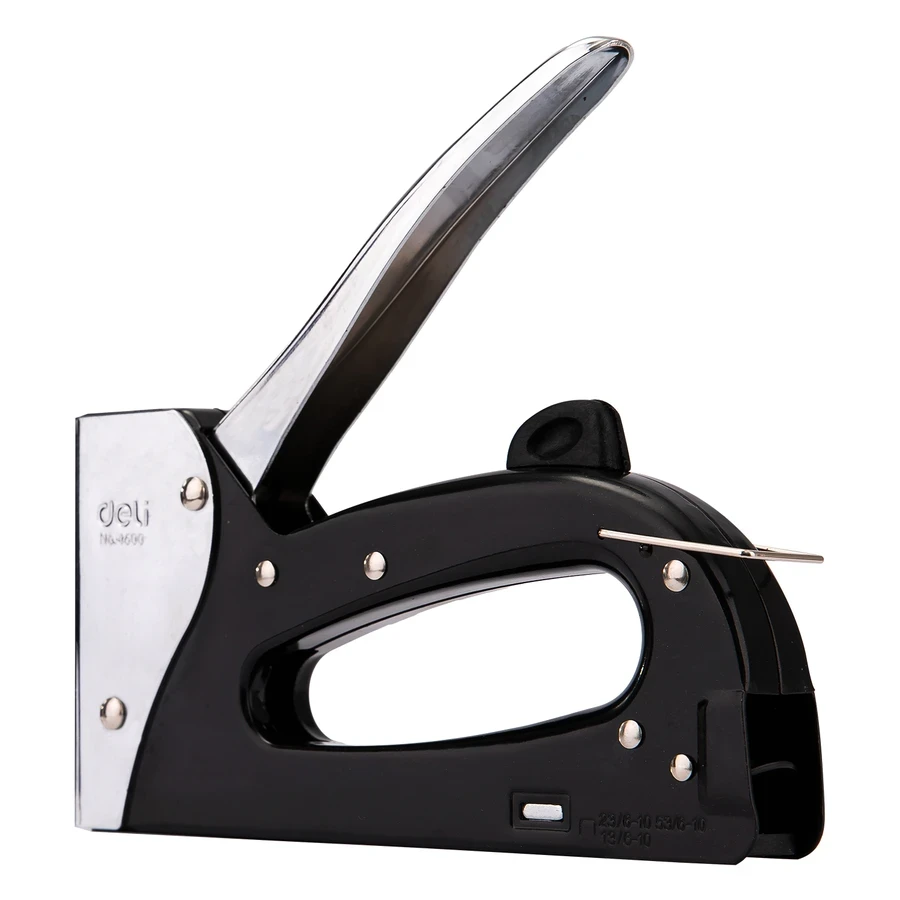 Deli Metal Gun Tacker E4600- All Metal Construction, 10 mm Max Staple Depth, Safe Lock Design for Heavy-Duty Use
