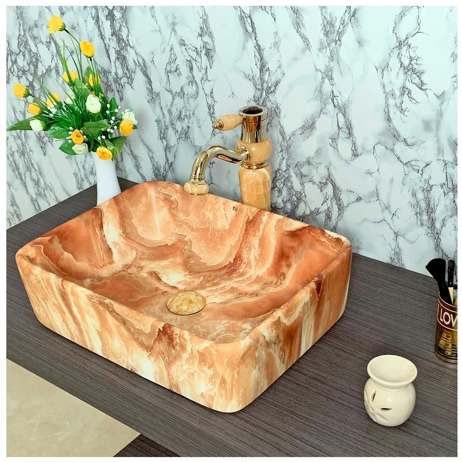 Toyo Car 398 Wash Basin - Pink Marble Matt Finish (Designer Countertop Sink)