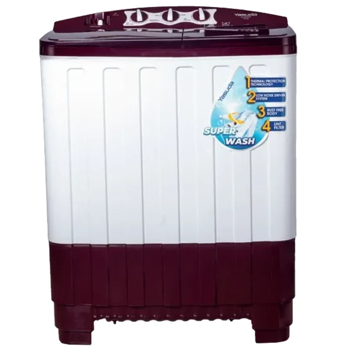Yasuda 7.0 Kg Semi Automatic Twin Tub Washing Machine | 340W Strong Pulsator Matrix | Air Dry & Collar Scrubber | Red | YS-SGG70