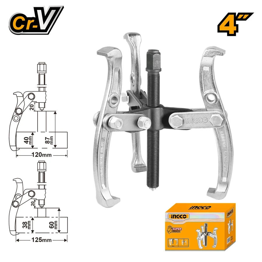 Heavy-Duty Three Jaws Puller | HGP08034 | 4" (100mm) | 4000KG Max Force