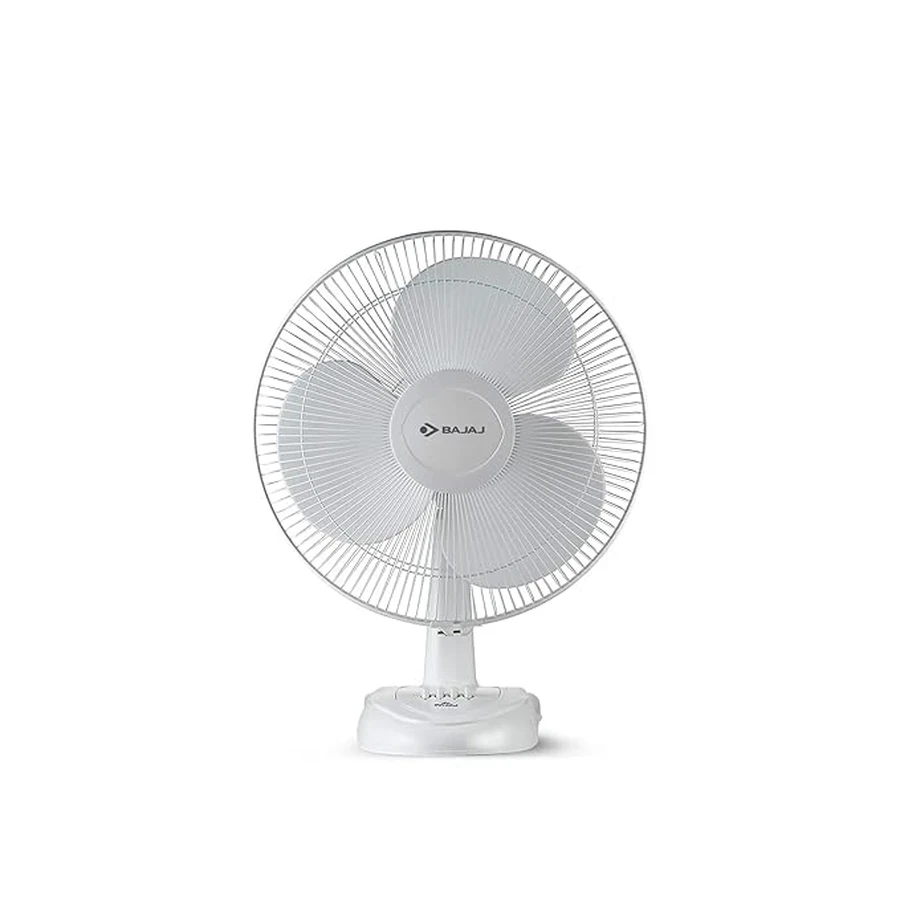 Bajaj Esteem 16" Personal Table Fan | Low Power Consumption & 400mm Aerodynamic 3-Blade Core | Smooth Wide-Angle Oscillation Desk Fan | White | 250620