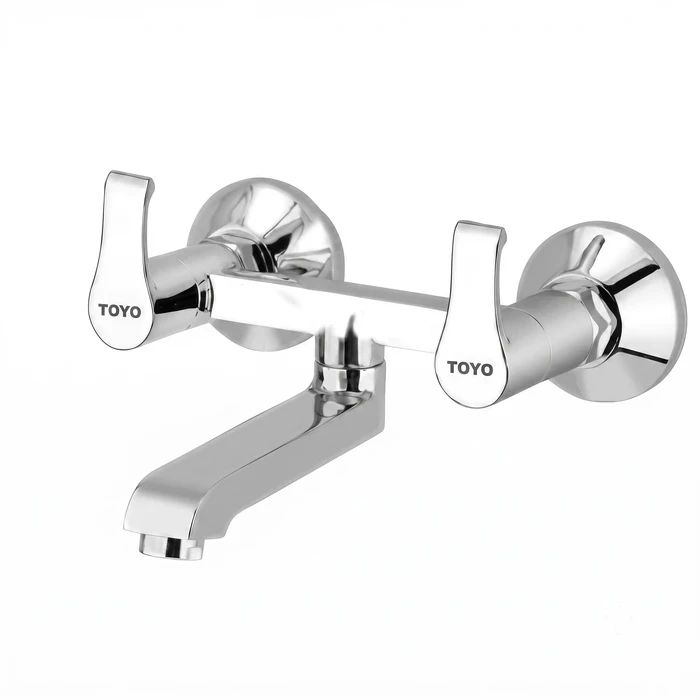 Toyo AL-51536 Wall Mixer Non-Telephonic | Solid Brass Body | Premium Chrome Dual line Shower Mixer with Connecting Legs & Wall Flanges