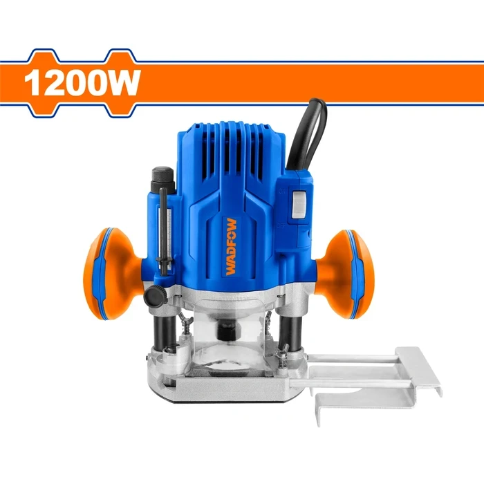 Wadfow 1200W Plunge Electric Router Machine | 25000RPM High Speed Woodworking Trimmer & Groover | 6mm, 8mm & 1/4" Collets with Guide Holder | WER1512001