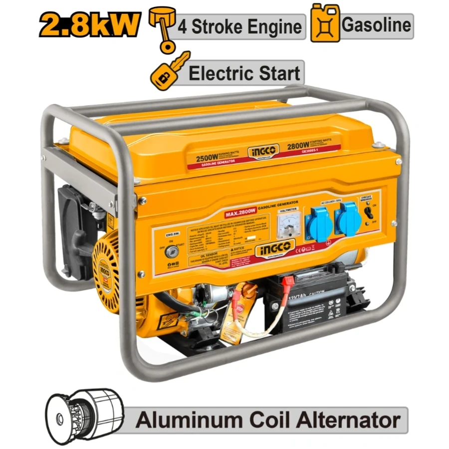 Professional Dual-Start Gasoline Generator | GE30005-1 | 2.8kW Electric Start Series