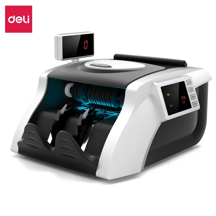 Deli ET908 High-Speed Currency Counting Machine | 1000 Pcs/min Automatic Bill Counter with UV Counterfeit Fake-Note Detection & 2.4-Inch TFT Display