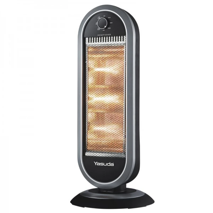Yasuda 1200W Halogen Room Heater | 3-Element Radiant Thermal Matrix | 3-Stage Power Regulation & Overheat Protection | Grey | YS-H13T