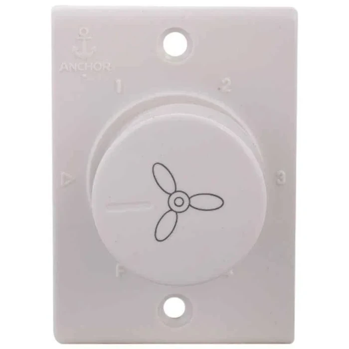 Anchor Penta PC Deluxe 2-Module (2M) 100W Rotary Step Fan Regulator 240V | 4-Step Hum-Free Capacitive Ceiling Fan Speed Controller (White) | 14502