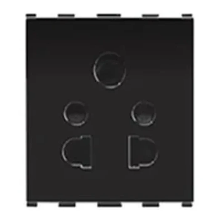 Anchor Roma 66404B 16A 3-Pin Socket | Tested Upto 25A Peak Logic | 2-Module Modular | Flame Retardant Polycarbonate Shield