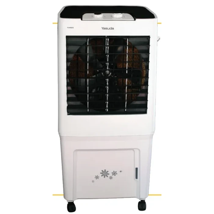 Yasuda Desert Evaporative Air Cooler | 70L Large Water Tank & High-Density Honeycomb Pad | Hydro Air Technology & Ice Chamber | White / Grey | YS-ARND70