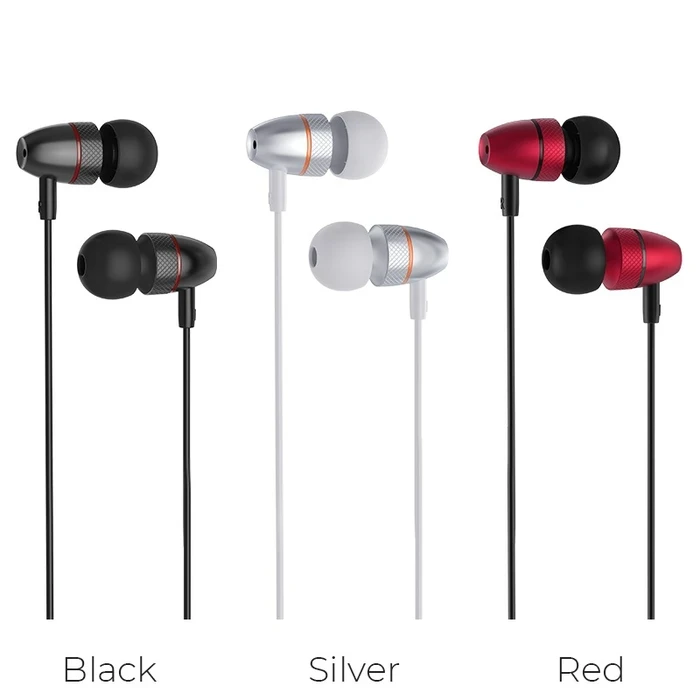 HOCO MAGNIFICENT Universal Wired Earphones with Mic | 10mm Driver | Black, Red, Silver Finish | M59