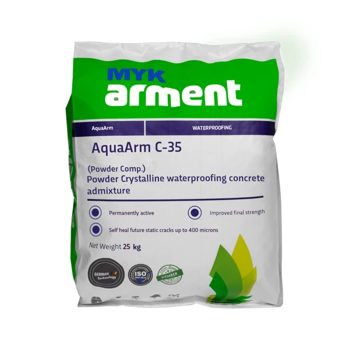 AquaArm C-35 Powder Crystalline Waterproofing Concrete Admixture | Integral PRAH Self-Healing Additive for Basements, Foundations & Water Retaining Structures | AquaArm Series