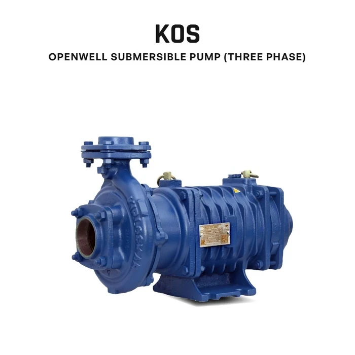 Kirloskar KOS Series Heavy-Duty Cast Iron Openwell Submersible Pump | CED Anti-Rust Coated Water-Cooled Three-Phase Pump for Irrigation, Sumps & Municipal Supply