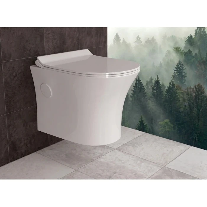 Toyo 22221 White Wall Hung WC | Advanced 2D Rimless Floating Water Closet | PP Soft Close Seat Cover & Quick Release QQ Hinges | 500x370x330mm
