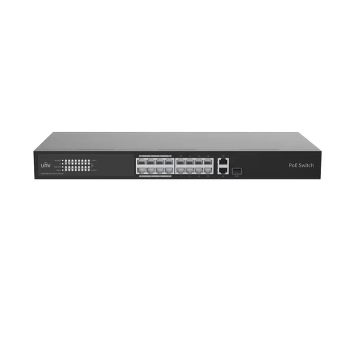 UNV 16-Port 1U Rack Mount Cloud Managed Fast Ethernet PoE Switch with 250W Budget & Gigabit Combo Uplink | NSW3000-16T1GT1GC-POE-IN