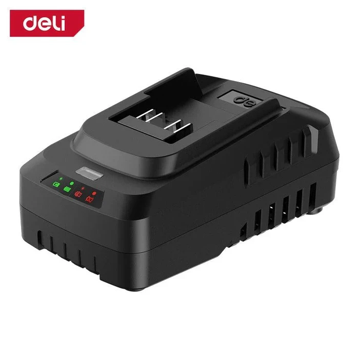 Deli 21V Professional 2.0A Fast Lithium-Ion Battery Charger | Intelligent Smart-Stop Charging Dock for Deli 20V & 21V Cordless Power Tool Battery Packs | EDE-CD20A2E